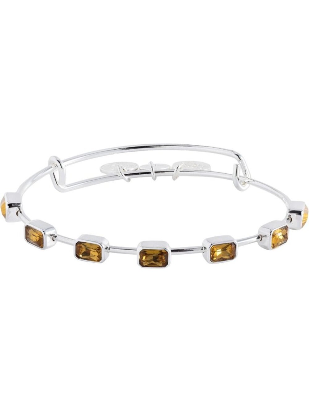 November Birthstone Bangle Shiny Silver Birthstone Emerald Cut Bangle Bracelet